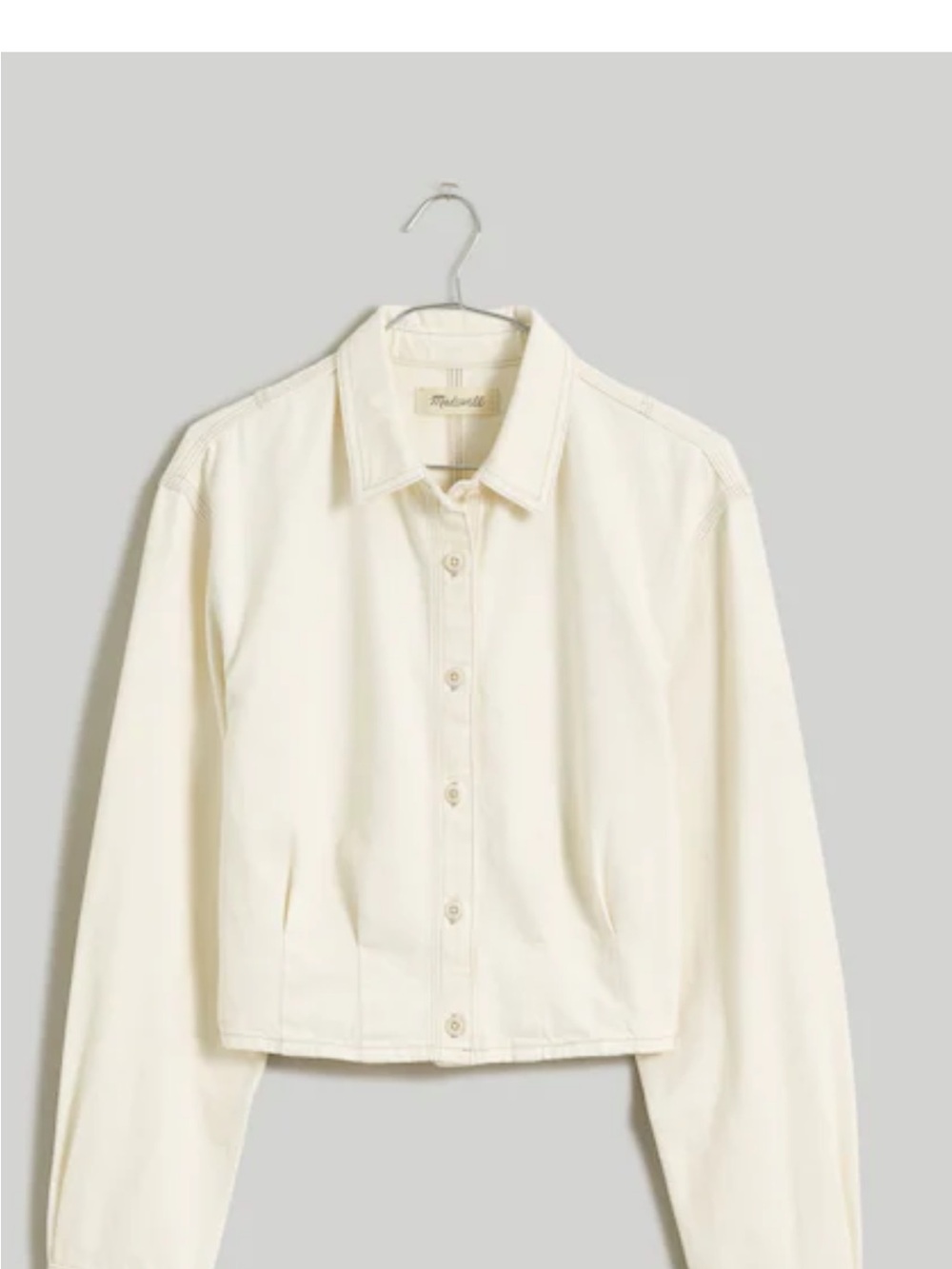 Madewell Cream Button-Front Cropped Shirt Jacket